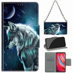 Coque pour Xiaomi Redmi Note 8 Pro,[Chaine métallique Bandouliere Collier Corde] Pochette Protection Etui Housse Premium en Cuir PU,Fermeture Magnétique,Flip Case Compatible avec Redmi Note 8 Pro