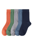 Lindex Kids' Plain Socks, Pack of 5, Orange/Green/Grey/Blue/Navy