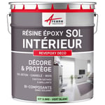 Peinture Sol - Résine Epoxy : Peinture pour Sol salon, cuisine, salle de bains - Effet Miroir - REVEPOXY DECO Vert Blanc - RAL 6019 2.5 kg (jusqu'à 12.5 m² en 2 couches)