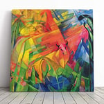 Big Box Art Canvas Print Wall Art Franz Marc Animals in Landscape | Mounted and Stretched Box Frame Picture | Home Decor for Kitchen, Living Room, Bedroom, Hallway, Muli-Colour, 20x20 Inch