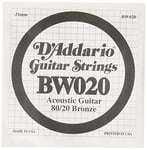 D'Addario BW020 Corde seule avec filet de bronze pour guitare acoustique Calibre .020