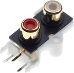 2X Prises Phono, Pièces De Contact Plaquées Or, PCB - RCA Femelle Jack 4 Pin Monté AV Concentrique Sortie 2 Socket Connecteur Stéréo Audio Vidéo