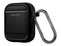 Spigen Rugged Armor - Fodral För Hörlurar - Termoplastisk Polyuretan (Tpu) - Mattsvart - För Apple Airpods (1:A Generation, 2A Generation)