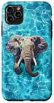 Coque pour iPhone 11 Pro Max Éléphant amusant dans l'eau de la piscine pour nager maman papa enfants