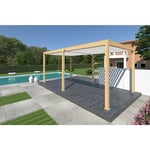 Pergola bioclimatique autoportante bois/blanc - 300 x 600 x h. 258 cm - Ombrea