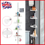 4 TIER NON RUST BATHROOM TELESCOPIC CORNER SHELF STORAGE SHOWER ORGANISER UK