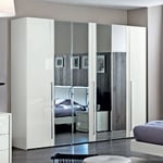 Modum Dama Bianca White Italian 6 Door Wardrobe with Mirrors