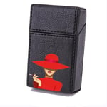 Etui Boite en Cuir Paquet De Cigarette Noir Lady Rouge