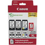 Canon 545, 546 Original Ink Cartridge Black, Cyan, Magenta, Yellow Multipack of 3