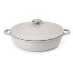 Casserole Dishes with Lid Oven Proof – Non Stick Shallow Dutch Oven – Induction Cooking Pot – Oven Safe Aluminium Stockpot – 3.9L, 28cm, Grey – by Nuovva