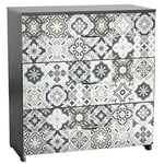 Ambiance Stickers Adhésif Meuble - Carreaux de Ciment Sticker Autocollant Carrelage Décoration pour Tables Armoires Commodes Étagères | Meuble Evelyna | 30 Sticker Tiles de 10x10 cm