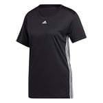 adidas FT3073 3 Stripe TEE T-Shirt Womens Black/White M