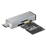 GlasFlength Lecteur Carte SD/Micro SD, USB C Card Reader en Aluminium pour TF/SDXC/SDHC/Micro SDXC/Micro SDHC 2 en 1 Lecteur de Carte Mémoire OTG Adaptateur pour Laptop Android Phones (Gris)