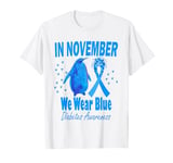 In November We Wear Blue Pesto Penguin diabetes Awareness T-Shirt