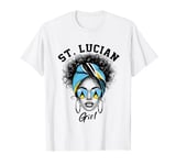 St. Lucian Girl Messy Bun Saint Lucia Flag Independence T-Shirt