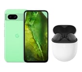 Google Pixel 8a (128 GB, Aloe) & Pixel Buds A-Series Wireless Bluetooth Earphones (Charcoal) Bundle, Green