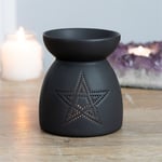 Black Pentagram Cut Out Oil Burner Wax Warmer, Gothic Home Fragrance, Halloween