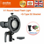 UK Godox V1 series TTL 1/8000s HSS 2600mAh Round Head Flash + S2 S-type Bracket