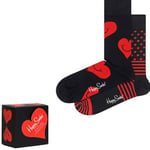 Happy socks Strømper 2P I Love You Hearts Gift Box Svart mønstret bomull Str 36/40