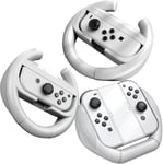 Volant Grip Compatible Avec Nintendo Switch/Switch Oled Joy-Con Manette 3 En 1 Voiture De Course Poignées Avce 2packs Roue Poignées Pour Mario Kart Jeux Le Luxueux Accessoires Pour Switch-Blanc