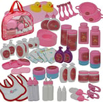 The New York Doll Collection 50 Piece Baby Doll Feeding & Caring Accessory Set in Zippered Carrying Case - Doll Pacifiers and Accessories for Dolls