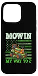 Coque pour iPhone 15 Pro Max Mowin' My Way to 2 Tondeuse à gazon drapeau des États-Unis