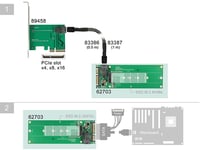DeLOCK M.2 SATA > SATA 22pin tai SFF-8643 NVMe -> 67-pin M.2 NVMe -adapteri