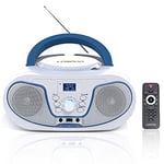 LONPOO Portable CD player Boombox with DAB radio, FM Radio, Bluetooth, USB, 3.5mm AUX Input, Headphones Output, Remote Control (mit DAB)