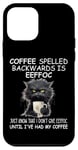 iPhone 12 mini Coffee Spelled Backwards is Eeffoc Sign,Funny Cat Coffee Mug Case