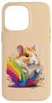 Coque pour iPhone 14 Pro Max hamster accessoire drôle meme animaux anniversaire enfant multicolore