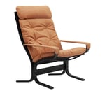 LK Hjelle - Siesta Classic High Black With Armrests Vintage Cognac 413 - Lenestoler - Ingmar Relling - Brun - Lær/Naturlig materiale/Tre