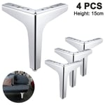 Piao 4pack metallmöbler soffben, modern stil gör-det-själv-möbelfötterbyte, triangelbordsskåp skåpfötter Heavy Duty för byråkaffe Silver 15cm