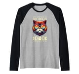 Mens Retro Sunglasses York Chocolate Cat Raglan Baseball Tee