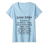 Womens Funny Junior Editor V-Neck T-Shirt