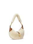 Polo Ralph Lauren Polo ID Shearling Leather Trim Shoulder Bag, Cream/Cuoio