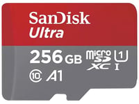 SanDisk Ultra 256 Go microSDXC UHS-I carte pour Chromebook avec adaptateur SD et jusqu'à 150 Mo/s en vitesse de transfert, A1 App Performance UHS-I Class 10 U1