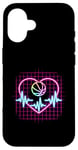 Coque pour iPhone 16 Heartbeat Panier de basketball Heart Line Pulse Player Sport Basket