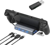 Station d'accueil pour Steam Deck, 6 en 1 Aluminium USB C Dock avec siège plus large mis à jour, HDMI 4K à 60 Hz, trois USB 3.0, Gigabit Ethernet, charge rapide PD de 100 W pour Valve Steam