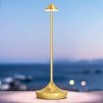 bravzurg Lampe de table LED sans fil rechargeable, 6000mAh lumiere bureau tactile exterieur, metal, design modern, dimmable, étanche, lampe poser pour chevet, interieur, terrasse, restaurant (dorée)