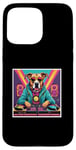 Coque pour iPhone 15 Pro Max Tourne-disque DJ musique chien mixage vinyles fête graphique