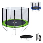 Pack Premium Trampoline 180cm réversible vert / bleu CAIRNS + filet, échelle, bâche et kit d'ancrage - Happy Garden