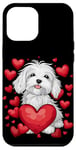 Coque pour iPhone 12 Pro Max Coeurs de chien Coton de Tulear pour la Saint-Valentin