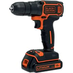 Perceuse-visseuse 18V sans-fil BLACK+DECKER (Livrée avec 1 batterie 1,5 Ah + chargeur) - BDCD18-QW