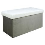 Coffre de rangement banc pliable Imitation Fourrure Gris