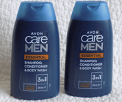 AVON 2 x CARE FOR MEN ESSENTIAL 3-in-1 SHAMPOO & BODY WASHES ~ 200ml each *NEW*