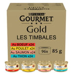 GOURMET Gold Les Timbales : Bœuf, Poulet, Saumon, Thon - Pack 96x85g