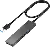 Hub USB 3.0 65cm 4-Port Data Hub,Adaptateur USB Ultra Fin avec 1 USB 3.0 5Gbps et 3 USB 2.0 Multiport USB Hub pour Ordinateur de Bureau,Notebook PC,Mac Pro,clés USB,Disque Dur Mobile etc.