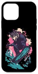 Coque pour iPhone 12 mini Animaux en snowboard- Le loup sur un snowboard