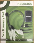 ORB Wired Headset Black Core Accerrory Pack Microsoft Xbox 360 New Box Damaged