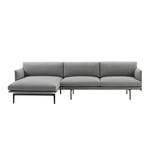 Muuto - Outline Sofa Chaise Longue Left / Black Base Fjord 151 - Soffor - Anderssen & Voll